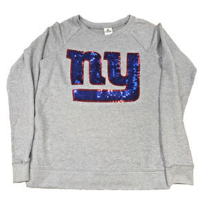 PINK Victoria’s Secret NFL NY Giants Sequin Sweatshirt Gray Women’s Small